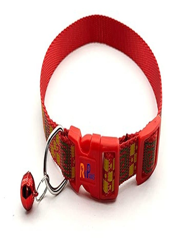 Pups&Pets طقم طوق ومقود للجراء من Pups&Pets مقاس 15 مم - طوق نايلون قابل للتعديل مطبوع عليه صورة جرو مع مقود للقطط والجراء، طوق سريع الفتح وجيد التهوية مع جرس للجراء والكلاب والقطط (أحمر) - Image 2